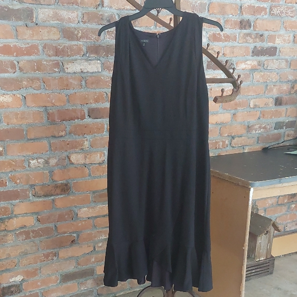 Talbots Black Sheath Midi Dress V-Neck Sleeveless